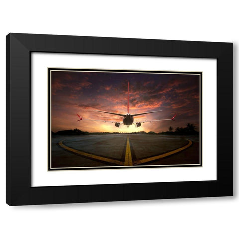 Chasing The Sunset Black Modern Wood Framed Art Print with Double Matting by Rahayu, Ganjar