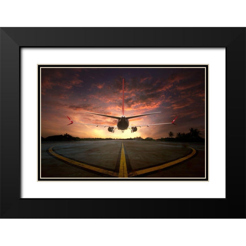 Chasing The Sunset Black Modern Wood Framed Art Print with Double Matting by Rahayu, Ganjar