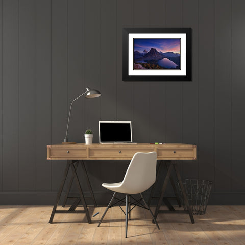 Twilight At Mount Assiniboine Black Modern Wood Framed Art Print with Double Matting by Zhang, Yan