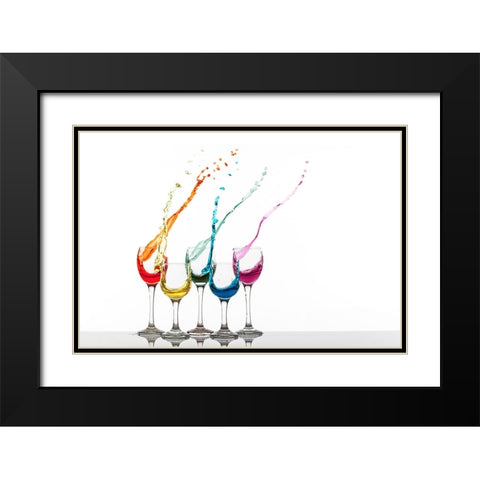Glass Party Black Modern Wood Framed Art Print with Double Matting by Madison