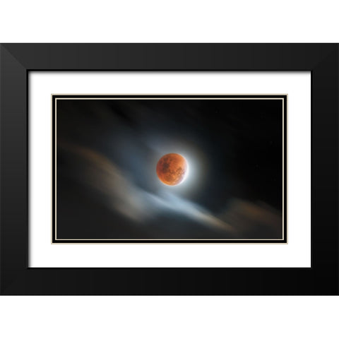 Super Blood Lunar Eclipse Black Modern Wood Framed Art Print with Double Matting by Juniawan, Rooswandy