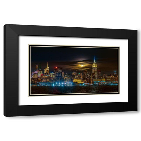 Super Blue Moon 2018-New York City Black Modern Wood Framed Art Print with Double Matting by Zhu, Hua