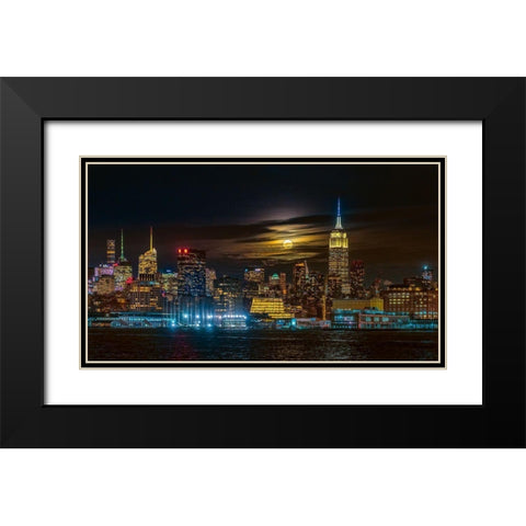 Super Blue Moon 2018-New York City Black Modern Wood Framed Art Print with Double Matting by Zhu, Hua