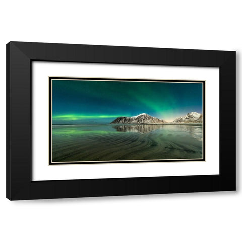 Skagsanden Lines Black Modern Wood Framed Art Print with Double Matting by Pelissier, Marc