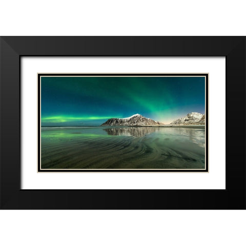 Skagsanden Lines Black Modern Wood Framed Art Print with Double Matting by Pelissier, Marc
