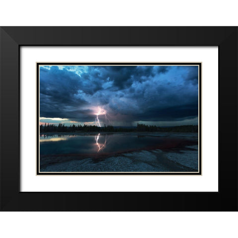 Lightning Above Turquoise Pool Black Modern Wood Framed Art Print with Double Matting by Fu, Annie