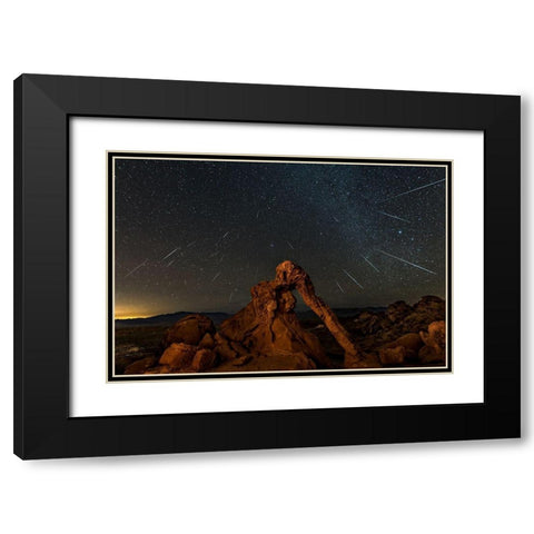 Geminid Meteor Shower Above The Elephant Rock Black Modern Wood Framed Art Print with Double Matting by Zhu, Hua
