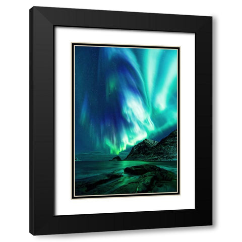 Haukland Beach Black Modern Wood Framed Art Print with Double Matting by Fleckenstein, Martin