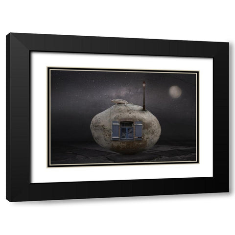 Stone House Black Modern Wood Framed Art Print with Double Matting by Vekemans, Muriel