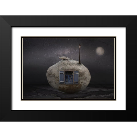 Stone House Black Modern Wood Framed Art Print with Double Matting by Vekemans, Muriel