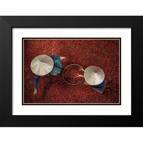 Chilli Black Modern Wood Framed Art Print with Double Matting by Intarob, Sarawut