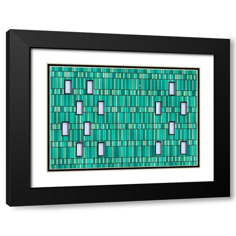 Green Facade Black Modern Wood Framed Art Print with Double Matting by aRRO