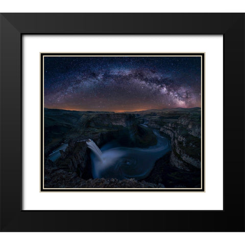 Starry Night Over Palouse Falls Black Modern Wood Framed Art Print with Double Matting by Jacobs, Lydia