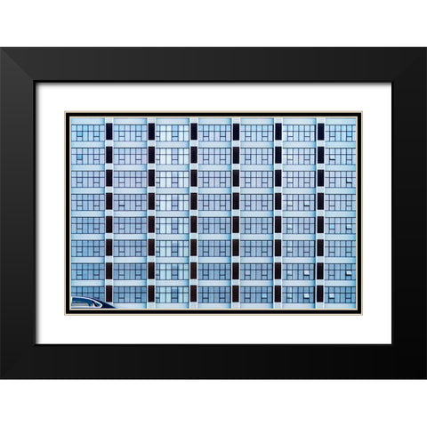 The Waiting Car Black Modern Wood Framed Art Print with Double Matting by Flour, Piet