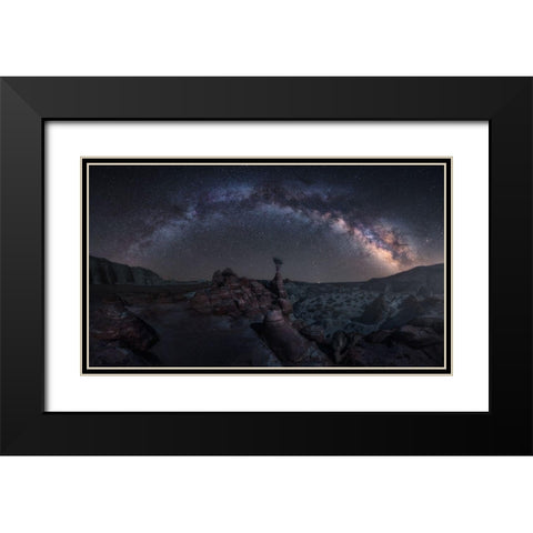 Toadstool Night Black Modern Wood Framed Art Print with Double Matting by F. Turienzo, Carlos