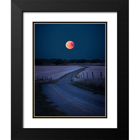 Bloodmoon 2018 Black Modern Wood Framed Art Print with Double Matting by Lindsten, Christian