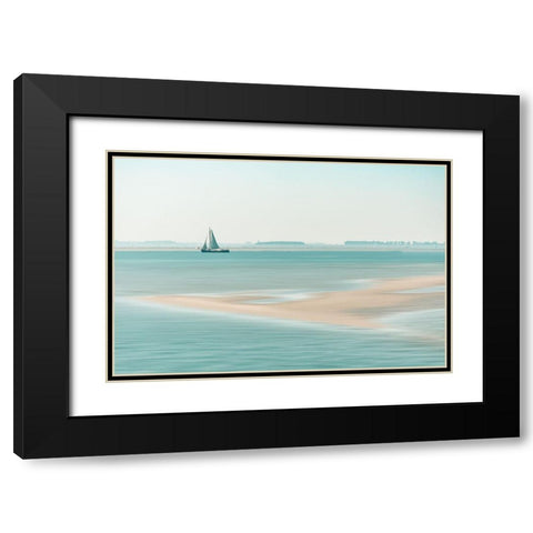 Passing A Sandbank Black Modern Wood Framed Art Print with Double Matting by De Laat, Bernardine