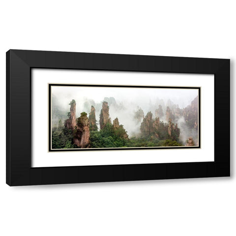 Cloud-Shrouded Zhangjiajie Black Modern Wood Framed Art Print with Double Matting by Zhu, Hua