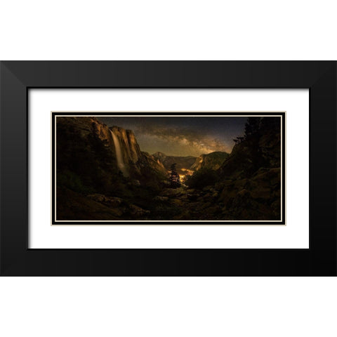 Yosemite Falls Black Modern Wood Framed Art Print with Double Matting by Zhang, Yan
