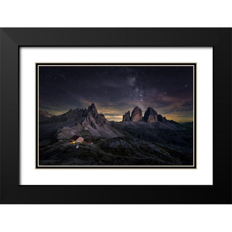 Tre Cime Di Lavaredo Black Modern Wood Framed Art Print with Double Matting by Deng, Larry