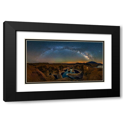 Milky Way Over Reflection Canyon Black Modern Wood Framed Art Print with Double Matting by Zhu, Hua
