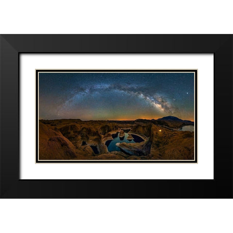 Milky Way Over Reflection Canyon Black Modern Wood Framed Art Print with Double Matting by Zhu, Hua