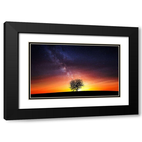 Milky Way Black Modern Wood Framed Art Print with Double Matting by Hamiti, Bess