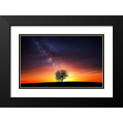 Milky Way Black Modern Wood Framed Art Print with Double Matting by Hamiti, Bess