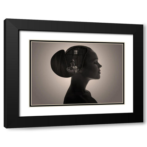Inner Child Black Modern Wood Framed Art Print with Double Matting by Golchin, Aryana