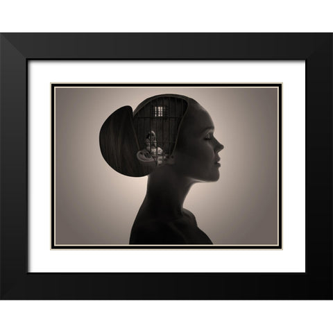 Inner Child Black Modern Wood Framed Art Print with Double Matting by Golchin, Aryana