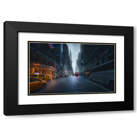 Good Morning Ny Black Modern Wood Framed Art Print with Double Matting by De La, Javier