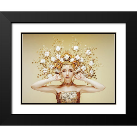 Golden Fairy Black Modern Wood Framed Art Print with Double Matting by Smirnov, Sergei