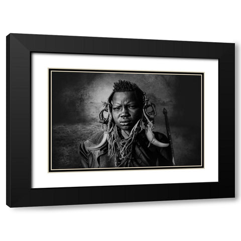 Omo Valley Girl Black Modern Wood Framed Art Print with Double Matting by Yosifov, Svetlin
