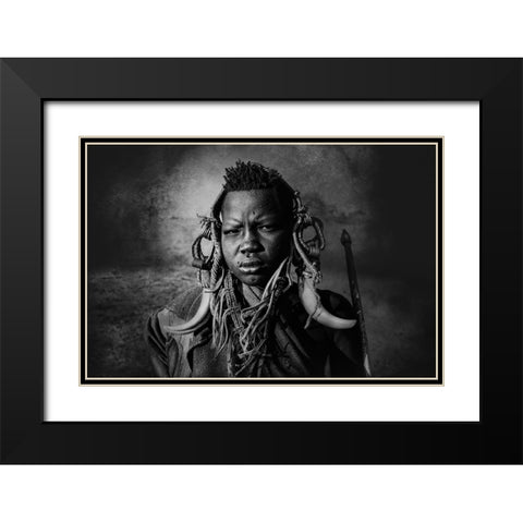 Omo Valley Girl Black Modern Wood Framed Art Print with Double Matting by Yosifov, Svetlin