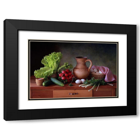 Still Life With Vegetables Black Modern Wood Framed Art Print with Double Matting by Skorokhod, Tatyana
