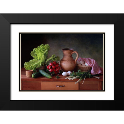 Still Life With Vegetables Black Modern Wood Framed Art Print with Double Matting by Skorokhod, Tatyana