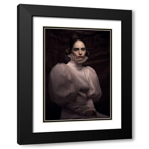 Boudicca Black Modern Wood Framed Art Print with Double Matting by Naderi, Peyman