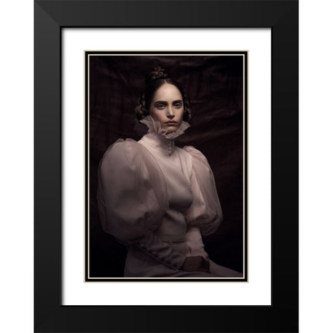 Boudicca Black Modern Wood Framed Art Print with Double Matting by Naderi, Peyman