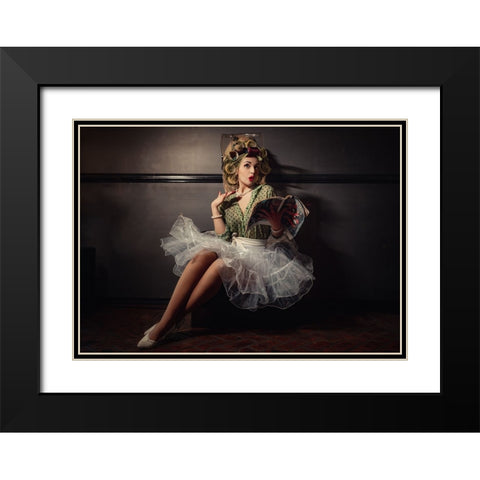 Giorgia Black Modern Wood Framed Art Print with Double Matting by Mancini, Massimiliano