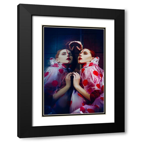 Double Red Line Black Modern Wood Framed Art Print with Double Matting by Bolgov, Ruslan