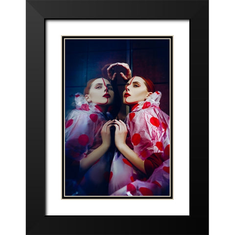 Double Red Line Black Modern Wood Framed Art Print with Double Matting by Bolgov, Ruslan