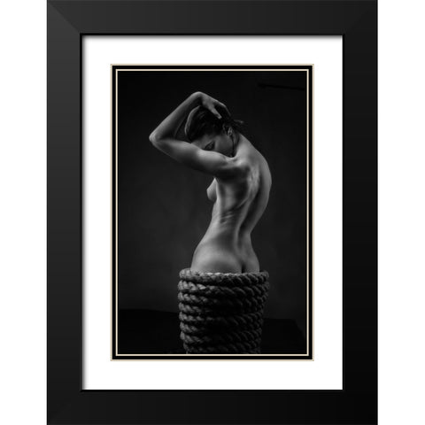 Woven Dress Black Modern Wood Framed Art Print with Double Matting by Valevicius, Aurimas
