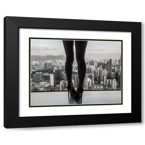 City|E|Scape Black Modern Wood Framed Art Print with Double Matting by Schottstaedt, Erik