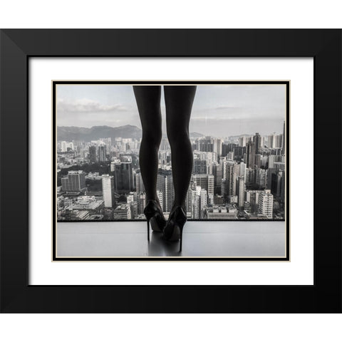 City|E|Scape Black Modern Wood Framed Art Print with Double Matting by Schottstaedt, Erik