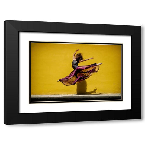 Ballet Dancer Jumping Black Modern Wood Framed Art Print with Double Matting by Gil Raga, Joan