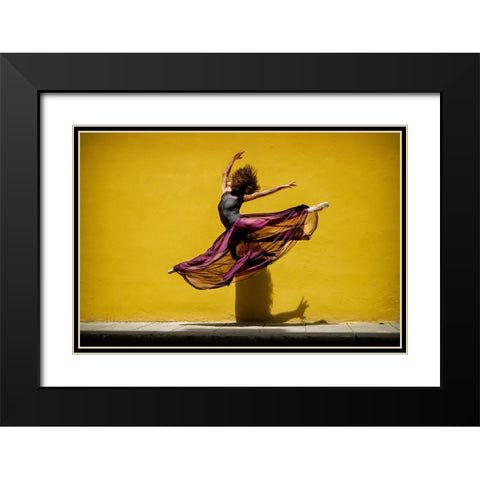 Ballet Dancer Jumping Black Modern Wood Framed Art Print with Double Matting by Gil Raga, Joan