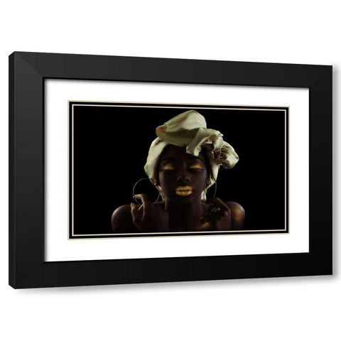 Gold On Black Black Modern Wood Framed Art Print with Double Matting by Eichelberg, Amnon