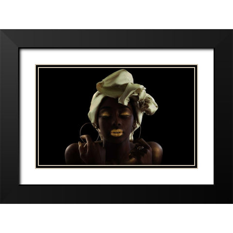 Gold On Black Black Modern Wood Framed Art Print with Double Matting by Eichelberg, Amnon