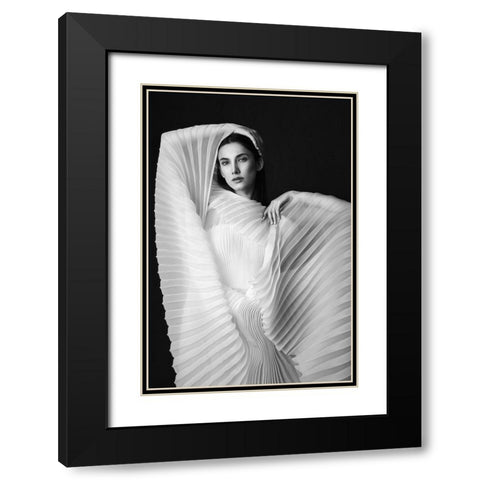 Agnes Black Modern Wood Framed Art Print with Double Matting by Naderi, Peyman