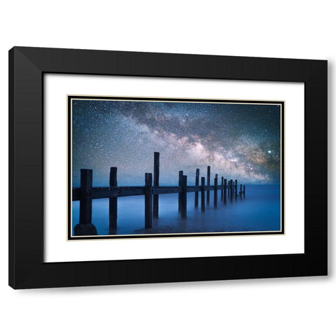 A Starry Night Black Modern Wood Framed Art Print with Double Matting by Z, Bingo